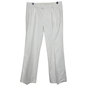 Marc Jacobs White High Rise Straight Leg Pants Embroidered Accent Office 8